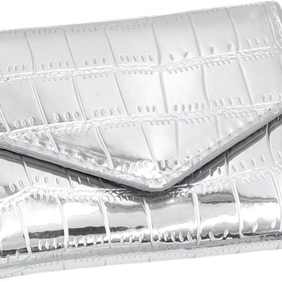 Stylish Silver Crocodile Pattern Wallet for Women - Slim and Portable Design - Picture 1 of 7